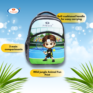 Grey T-TRAXX School Bag for Kids with Tennis Boy character print